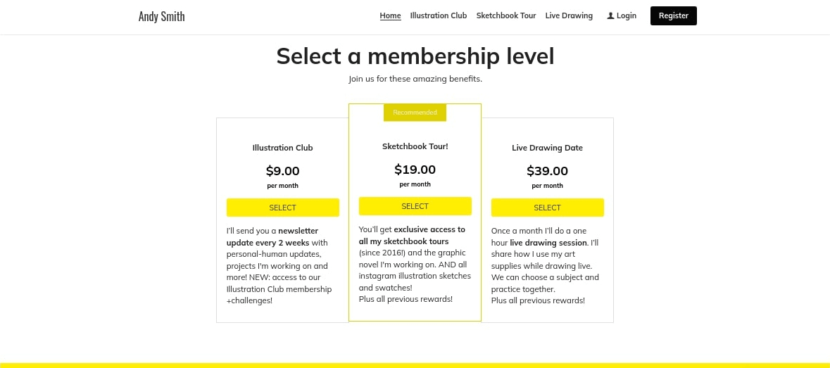 null Pricing-plan-template-on-Strikingly